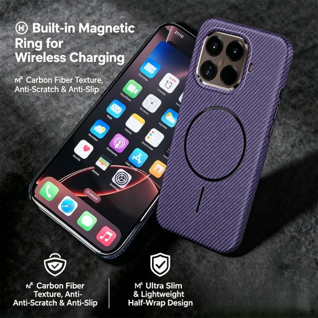 Luxuriöse Business-Schutzhülle mit Kevlar-Textur und MagSafe für Xiaomi 17T, 15T Pro, POCO M8, X8 ProMax und F8 Ultra in Blau - Bild 1