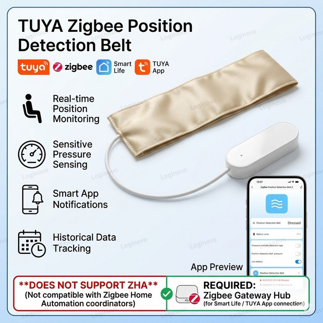 Tuya Zigbee Schwerkraft-Drucksensor-Pad als Bettlastdetektor und medizinischer Patientenmonitor für Smart Life Automation (Gateway erforderlich) - Bild 1