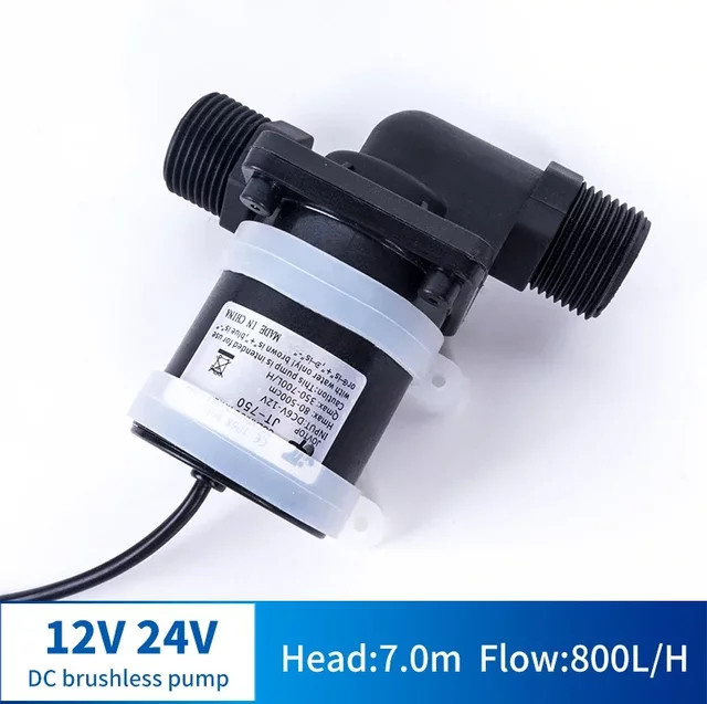 Bürstenlose DC Wasserpumpe 12V 24V IP68 Schwarz mit 1/2 Zoll Gewinde für Solarwarmwasserbereiter, Dusche, Fußbodenheizung und Druckerhöhung - Bild 1