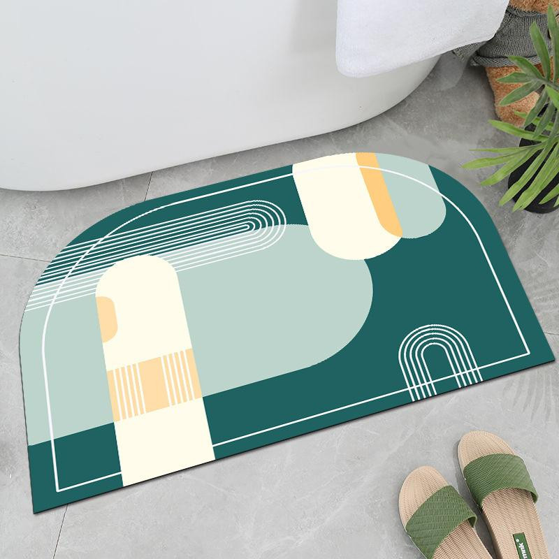 Saugfähige Badezimmer-Fußmatte mit geometrischem Muster von Yiran Furniture, rutschfest und pflegeleicht, B/B: 40 x 60 cm, Mehrfarbig - Bild 1