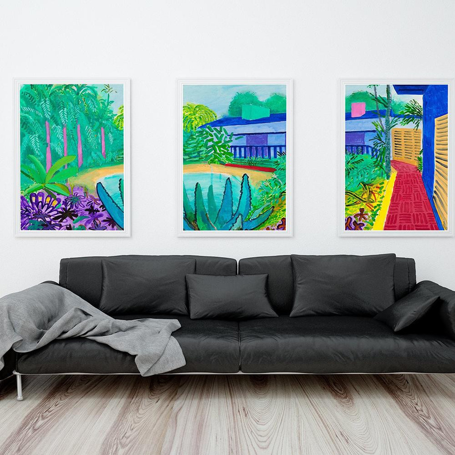 David Hockney Poster Garten Pflanzen Wanddekoration Aquarell Kunst Leinwandgemälde von Scorpio Art Museum, Breite: 30 cm, Höhe: 40 cm - Bild 4