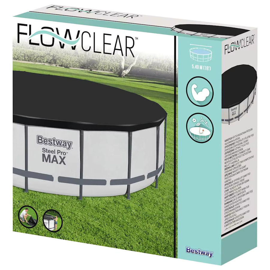 Bestway Flowclear Fast Set Poolabdeckung für Rundpools, Schwarz, Durchmesser: 555 cm - Bild 2