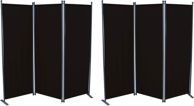 GRASEKAMP Paravent 2er Set in Schwarz aus Polyester und Stahlrohr, H: 170 cm, B: 165 cm, T: 12 cm - Bild 1
