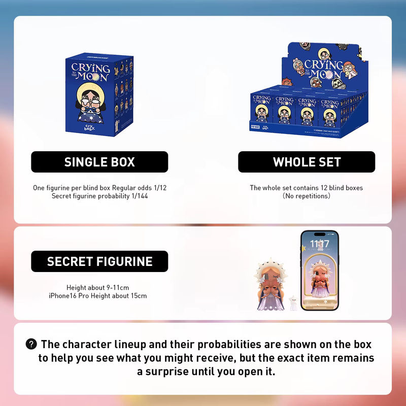 POP MART CRYBABY Crying to the Moon Series Blind Box Figur in Mehrfarbig - Bild 2