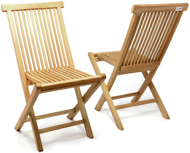 VCM 2er Set klappbare Gartenstühle aus behandeltem Teak Holz in Braun, B: 46 cm, H: 89 cm, T: 62 cm - Bild 1