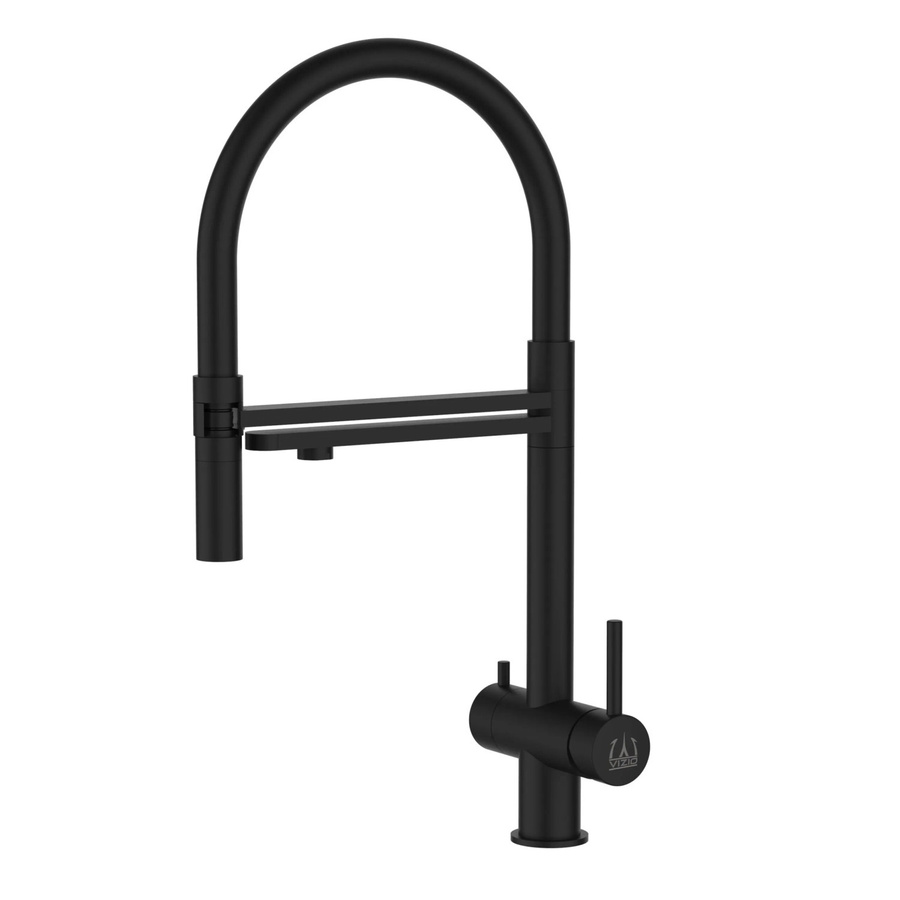 VIZIO Küchenarmatur aus Edelstahl mit 3-Wege-Wasserhahn, 360° schwenkbarem Auslauf und abnehmbarer 2-Strahl-Handbrause, Schwarz Matt PVD - Bild 2