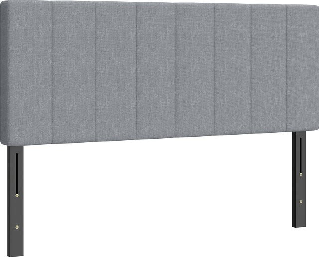 HOMCOM Polsterkopfteil mit Leinenoptik und Metallbeinen, 3-fach höhenverstellbar, Grau, B: 160 cm, T: 10 cm, H: 106/116/126 cm - Bild 1