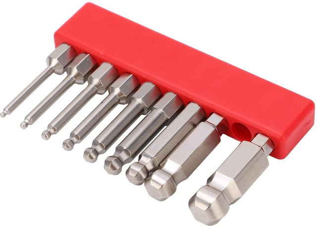 9-teiliges Sechskant-Schraubendreherbit-Set von TOMTOP JMS aus rostfreiem S2-Stahl, magnetische Kugelkopf-Sechskantbits in Silber, 1/4 Zoll Sechsschaft, 50 mm Länge - Bild 1
