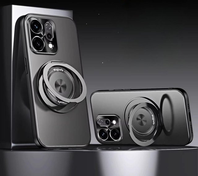 Magnetische Schutzhülle mit mattem Ringhalter für OPPO Find X9 und OPPO Find X9 Pro in Schwarz - Bild 1