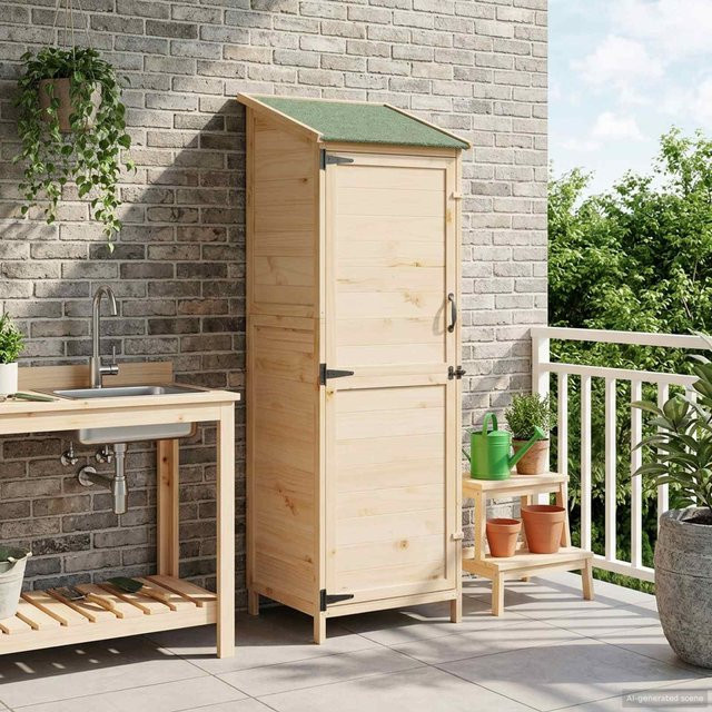 Yiwydaa Gartenschuppen aus massivem Fichtenholz in Braun, B/T/H: 59,5 x 56,0 x 176,5 cm - Bild 1