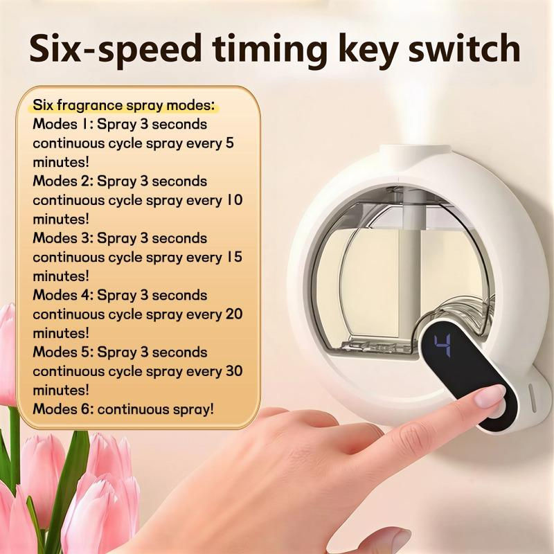 Oudun Automatischer Duftzerstäuber Wandmontiert mit Digitalanzeige und 6 Modi, Weiß, 50ml Wiederaufladbare Aromatherapie-Maschine für Schlafzimmer und Toilette - Bild 4