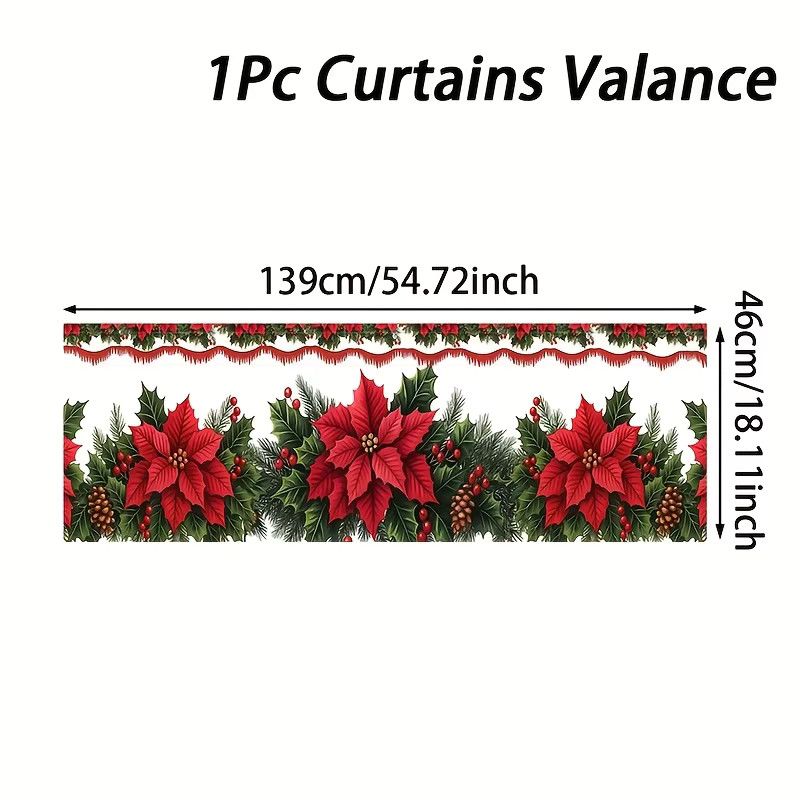 Weihnachten Polyester Vorhang Volant mit Frohe Weihnachten Motiv für Winter Party Deko, B/H: 139 x 46 cm - Bild 5