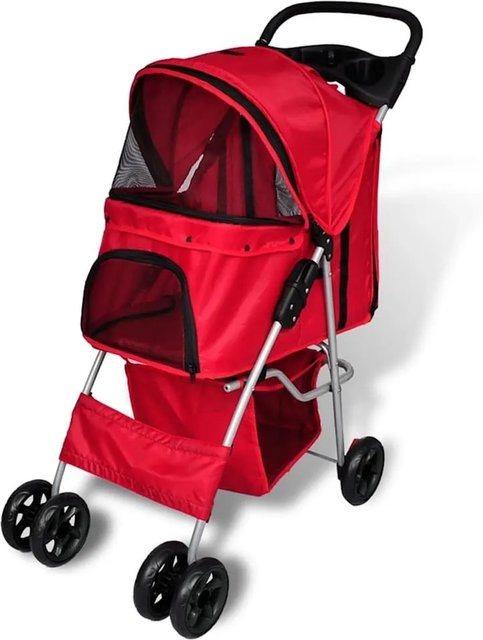 vidaXL Hundebuggy Hundewagen in Rot mit Polyester und PVC, B/T/H: 80,0 x 37,0 x 99,0 cm - Bild 1