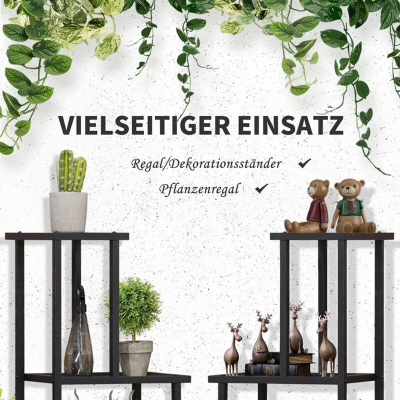 Outsunny Pflanzenregal aus Metall mit 4 Stufen in Schwarz, B/T/H: 91 x 25 x 83 cm - Bild 4