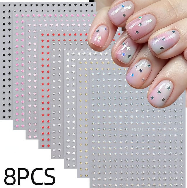 STERN Nagelaufkleber, 8 Stück, Metallic, Damen - Bild 1
