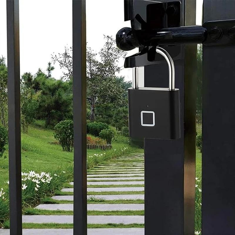 Schlüsselloses Smart-Fingerabdruck-Vorhängeschloss in Schwarz mit USB-Aufladung und wasserdichter Funktion für schnelles Entsperren in 0,2 Sekunden - Bild 3