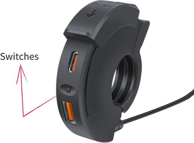 YJMP Auto Parts Motorrad USB-C Ladegerät mit PD und QC3.0 Schnellladefunktion, wasserdichte Lenkermontage für 12/24V, Schwarz - Bild 1