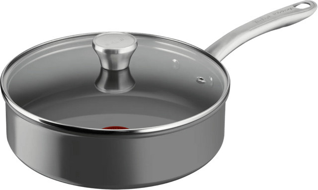 Tefal Renew+ Keramische Schmorpfanne mit Glasdeckel, Grau, Durchmesser: 24 cm - Bild 1