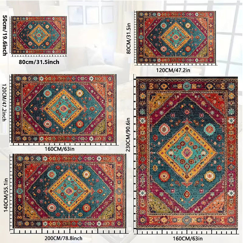 RAKKS Ethnischer Vintage-Samtteppich mit Stammesmuster in Multicolour, rutschfester Teppich für Wohnzimmer und Schlafzimmer - Bild 2