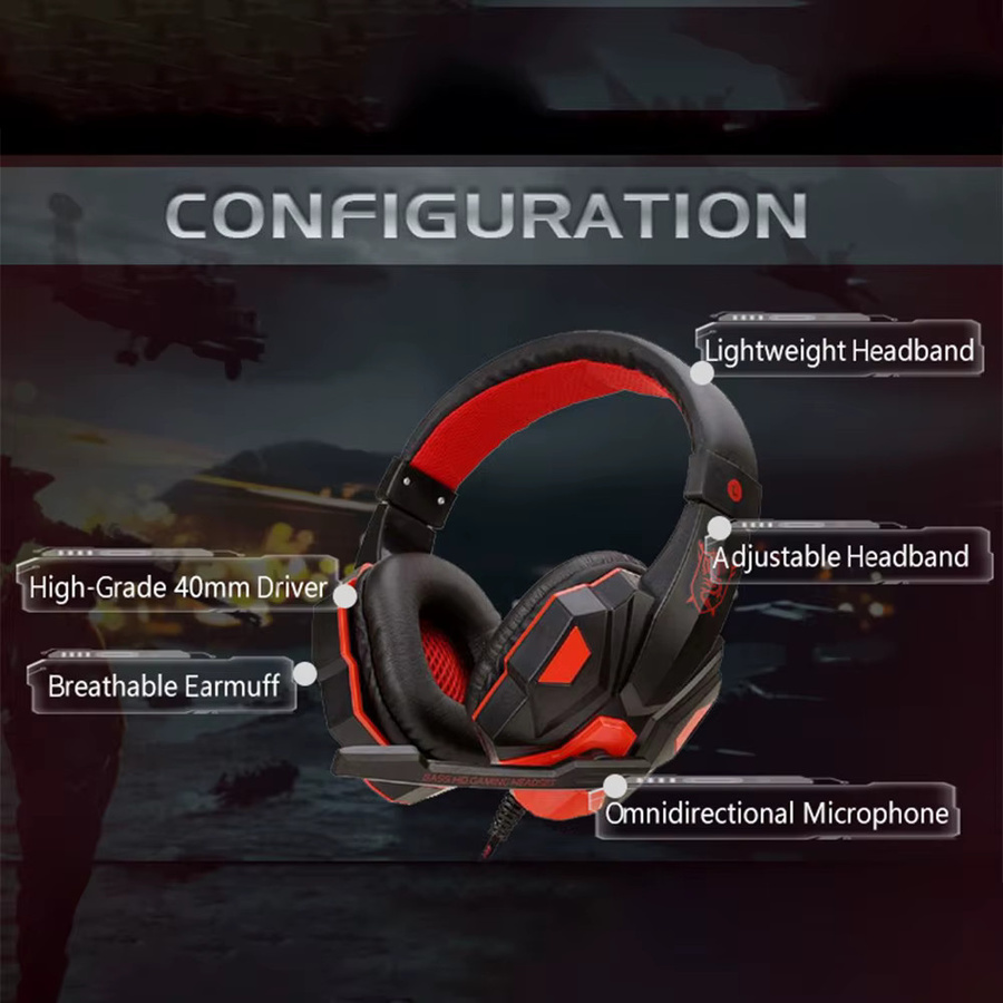 Virwir Gaming Headset mit Kabel und Mikrofon, 3,5-mm-Klinke, Stereo Bass Kopfhörer für PC, PS4, PS5, Xbox und Smartphone, erhältlich in Schwarz oder Weiß - Bild 2