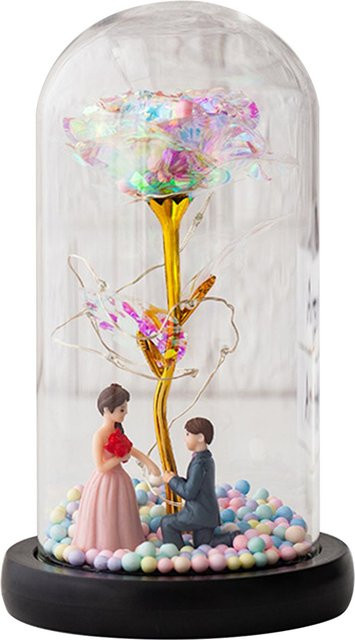 Tooarts Ewige Glas-Rose mit LED-Licht in Weiß - Bild 1
