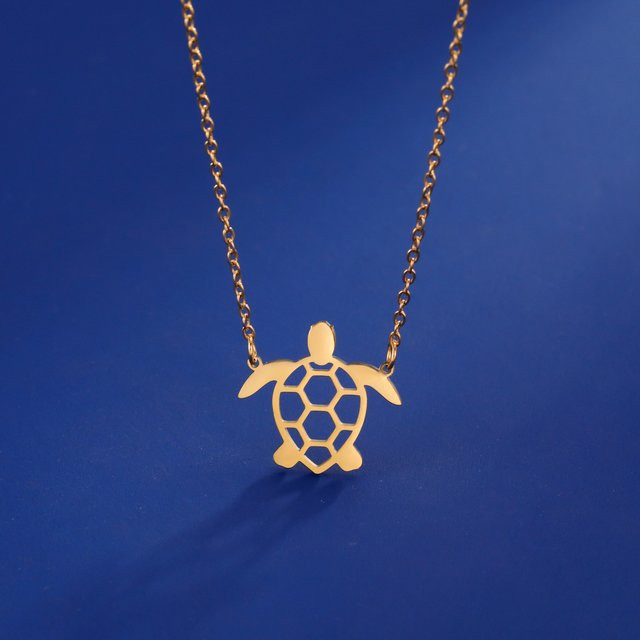 Cazador Halskette, Schildkröte Anhänger, Edelstahl, Gold, Unisex - Bild 1