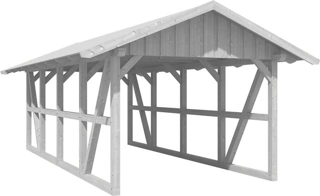 Skan Holz Carport Schwarzwald aus Fichtenholz mit Dachschalung in Weiß B/T: 424 x 772 cm - Bild 1