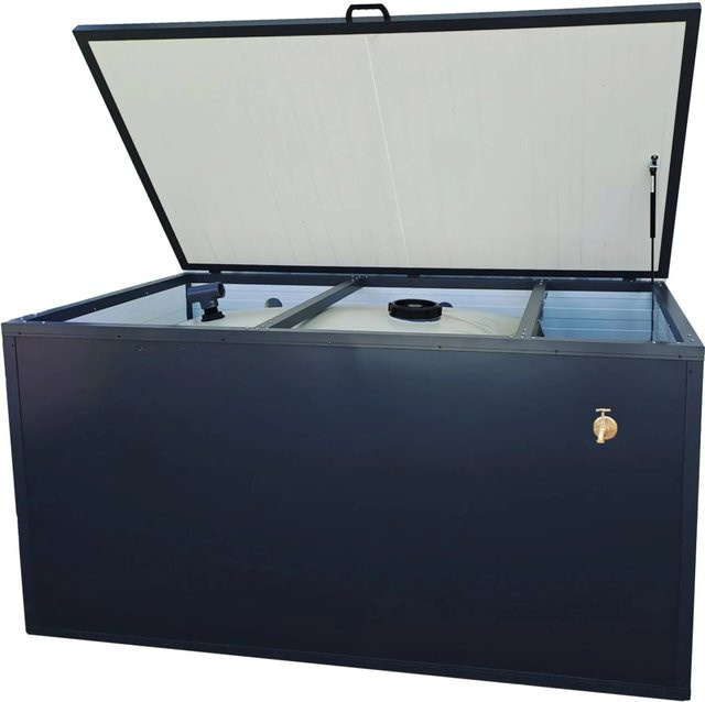 CF Tank+ Wasserspeicher Anthrazit mit Alu Verkleidung, Wasserhahn, Pumpe und Anschlussmaterial für Regenwasser, B/T/H: 108 x 108 x 110 cm - Bild 1