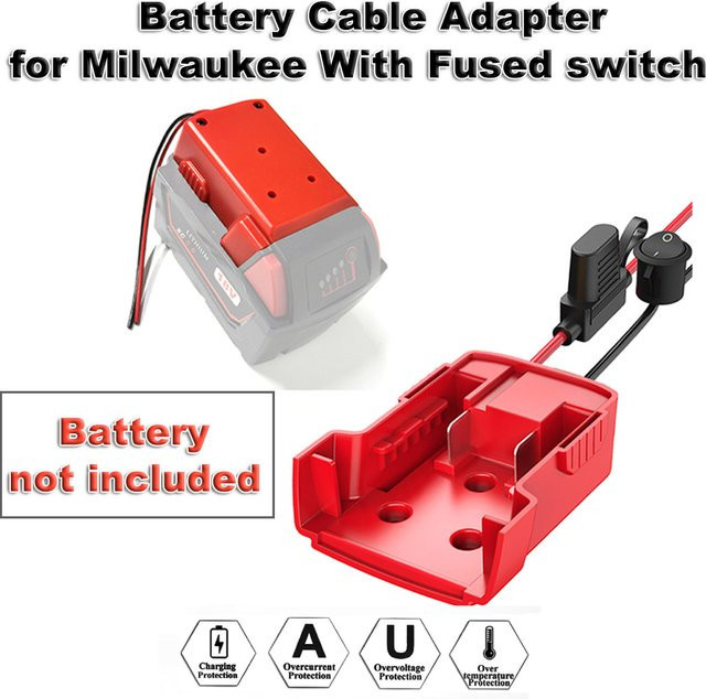 Milwaukee Adapter-Anschluss für externes Entladekabel für Li-Ion-Akkus 14,4 V 18 V 20 V in Rot - Bild 1