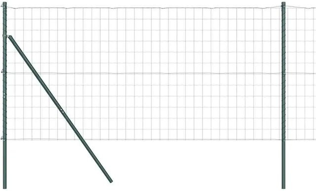 vidaXL Zaun mit Pfosten Grün aus Stahl und PVC, B: 10 m, H: 1 m - Bild 1