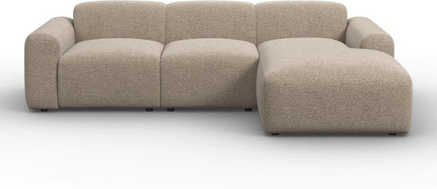 Bessagi Home Wohnlandschaft Marlo L-Form in Braun und Beige mit Stoffbezug und Massivholzrahmen - Bild 1