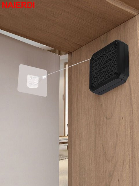 NAIERDI Automatischer Sensor-Türschließer aus Edelstahl in Schwarz mit Stahlzug für 500 g bis 1000 g Spannung - Bild 1