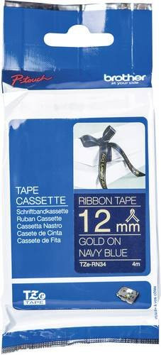 Brother P-touch Textil-Schriftband TZe-RN34 unlaminiert, Farbe: Gold auf Marineblau, Breite: 12 mm, Länge: 4 m - Bild 1