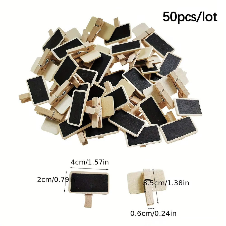 30 Stück Mini Schiefertafeln mit Holzclips für Nachrichten, Memos und Tischkarten bei Hochzeiten - Bild 2