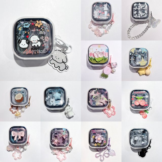 Silikon Schutzhülle für Samsung Galaxy Buds 4 / 4 Pro mit Schmetterling, Blume und Hase Design - Bild 1