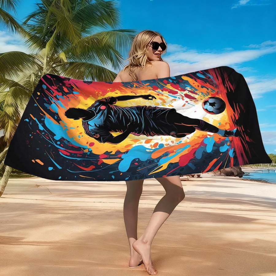 Ka Chen Muda Fußball Strandtuch mit klassischer Schießhaltung, super saugfähig, Breite: 40 cm, Höhe: 60 cm - Bild 3