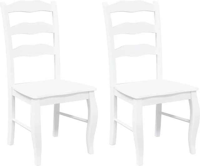 DELUKE Esszimmerstühle RESZ 2er Set aus weißem Massivholz für Esszimmer und Wohnzimmer - Bild 1
