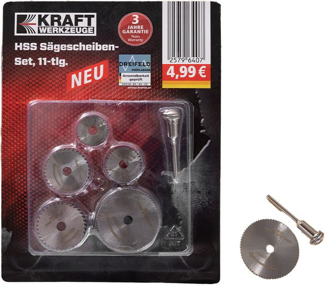 Kraft Werkzeuge 11-tlg. Sägescheibenset aus HSS Edelstahl in Silber - Bild 1
