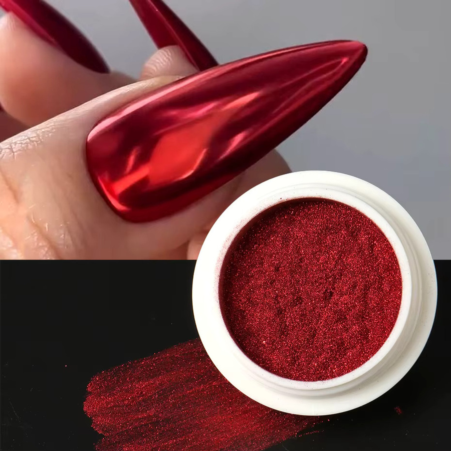 Full Beauty Nagelpulver Pigment Red Chrome Metallic, Unisex - Bild 4