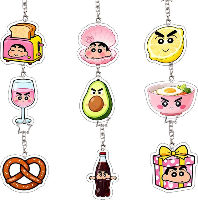 Bandai Crayon Shin-chan Lebensmittel Acryl-Schlüsselanhänger, Kunststoff, Bunt / Mehrfarbig - Bild 1