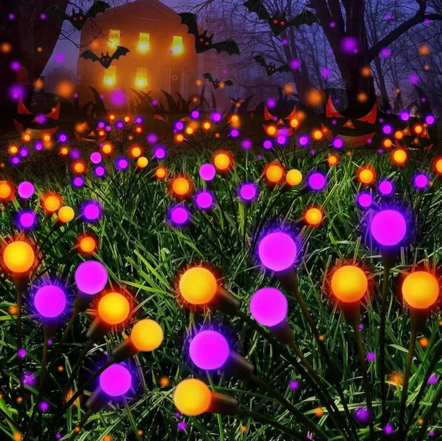 Peach Forest 2er Set Solar Glühwürmchen Gartenleuchten mit 10 LED in Mehrfarbig, Wasserdichte Gartenstecker mit 2 Modi zur Dekoration - Bild 1