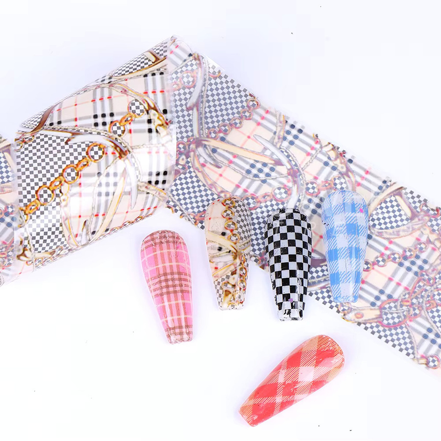 SWEET TREND Nagelaufkleber Plaid Muster, 10 Stück, Schwarz Weiß, Glänzend - Bild 2