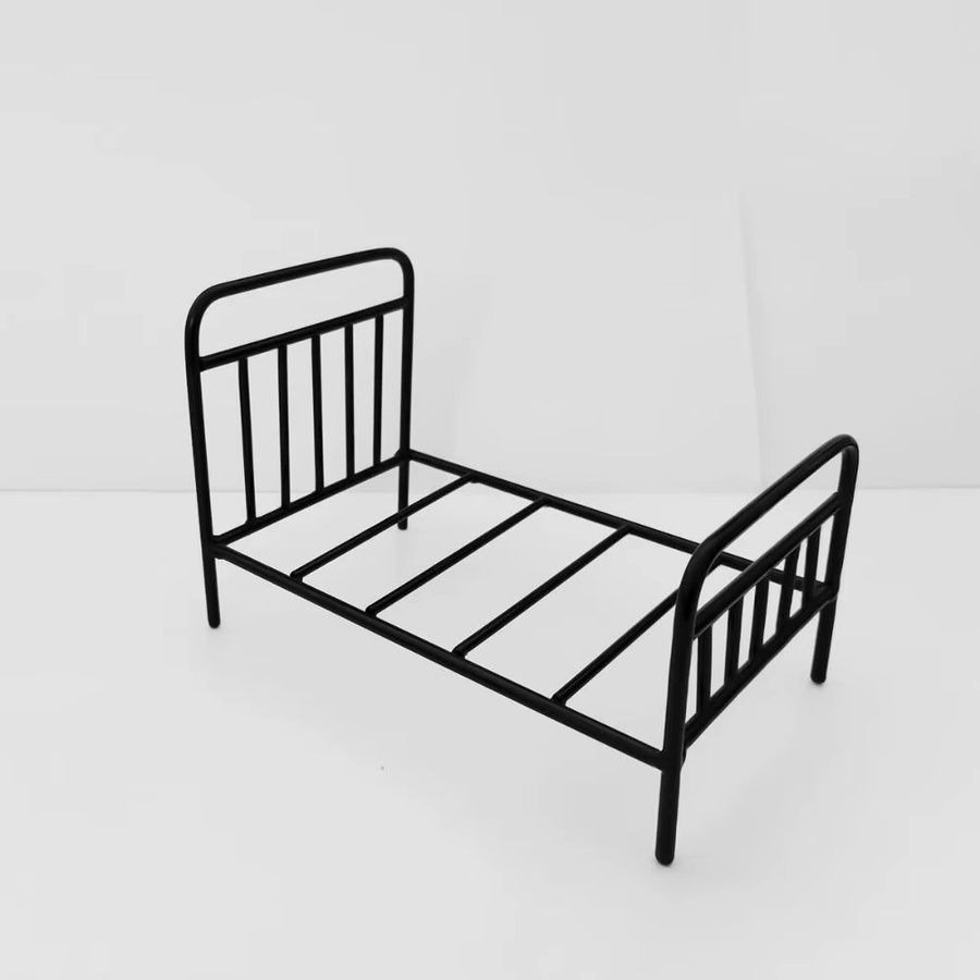 SIRENXI Puppenhaus Bett, Metall, Schwarz - Bild 1