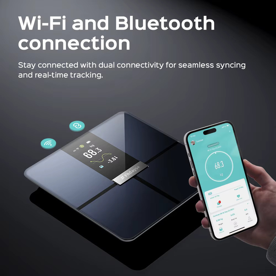 Icomon Intelligente WiFi-Körperfettwaage in Schwarz mit digitaler Zusammensetzungsanalyse für dein Fitness-Tracking - Bild 3