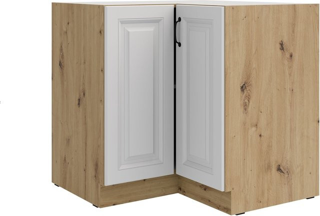 Eckunterschrank Stilo Weiß Eiche Artisan mit Einlegeboden B/T/H: 90 x 90 x 90 cm - Bild 1