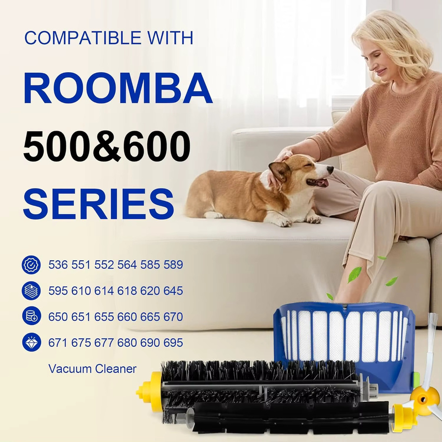 Ersatzteil-Set für iRobot Roomba 500 600 Serie inklusive HEPA-Filter, Hauptbürste und Seitenbürste - Bild 6