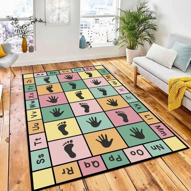 Wucifang Jewelry Pädagogischer Hüpfspiel-Zahlen Teppich aus Polyester, Rutschfeste Spielmatte für Kinder, Mehrfarbig, B/B: 80 x 120 cm - Bild 1