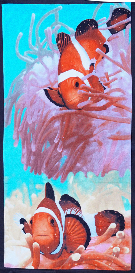 Bouton Strandtuch mit Fisch-Motiv in Koralle und Orange, B/B: 76 x 152 cm - Bild 1