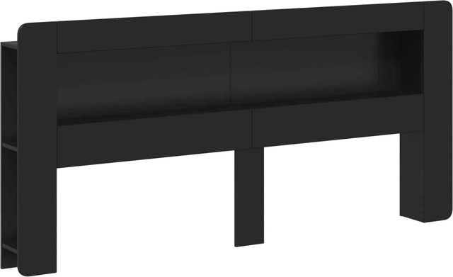 vidaXL Kopfteil-Schrank mit integriertem Bettregal in Schwarz Matt aus Holzwerkstoff - Bild 1