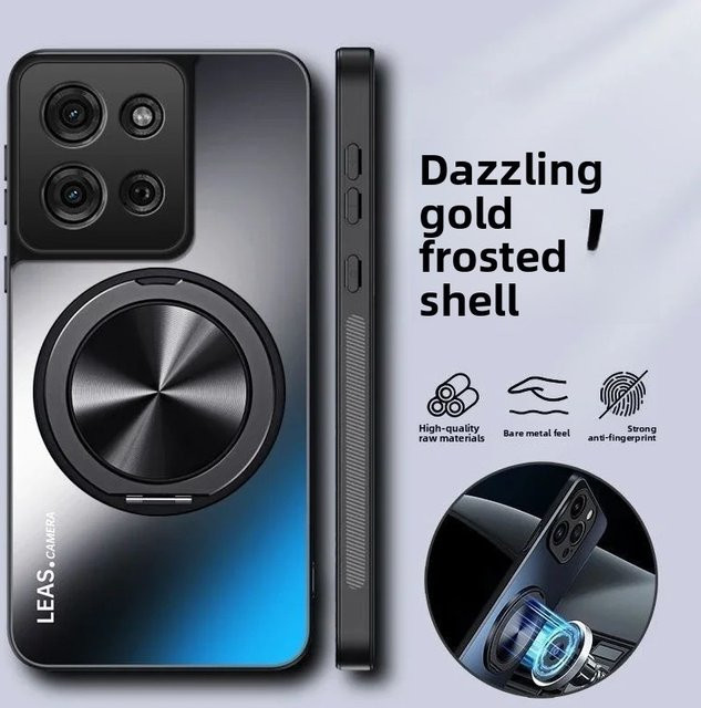 Motorola Magnetische Handyhülle mit 360 Grad drehbarer Halterung in Schwarz für MOTO G57 G67 Power G86 G66Y/66J Edge70 60S Pro Fusion Stylus Matte Schutzhülle - Bild 1